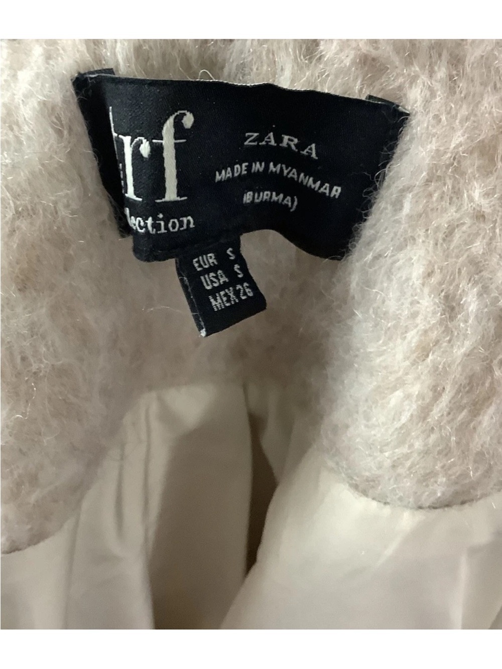 Zara TRF Collection Sz S Fuzzy Double Button Heavy Trench Coat Dust Pink - Picture 5 of 5